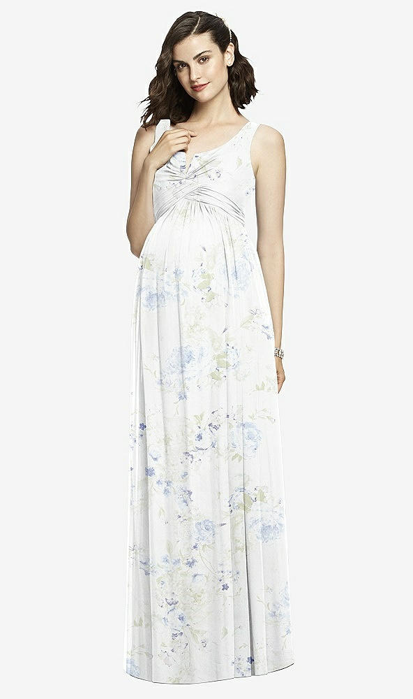 【STYLE: M424】Sleeveless Notch Maternity Dress【COLOR: Bleu Garden】