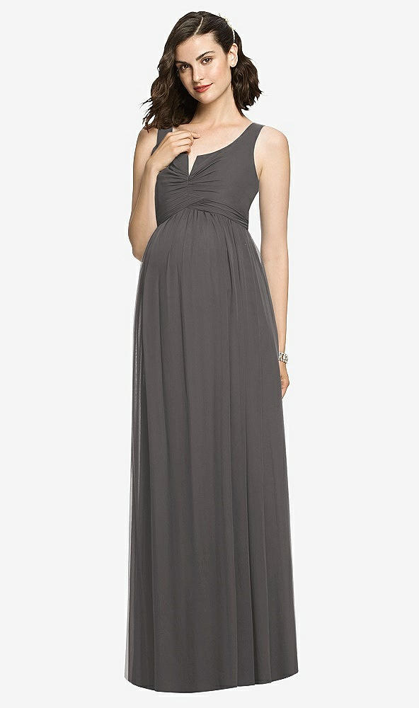 【STYLE: M424】Sleeveless Notch Maternity Dress【COLOR: Caviar Gray】