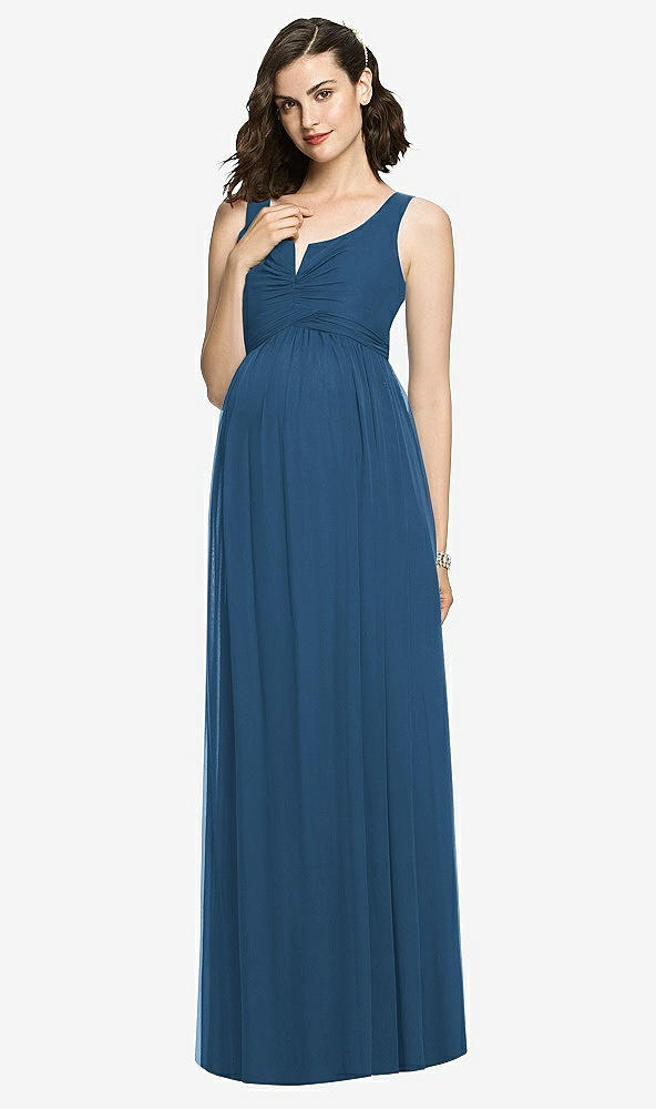 【STYLE: M424】Sleeveless Notch Maternity Dress【COLOR: Dusk Blue】