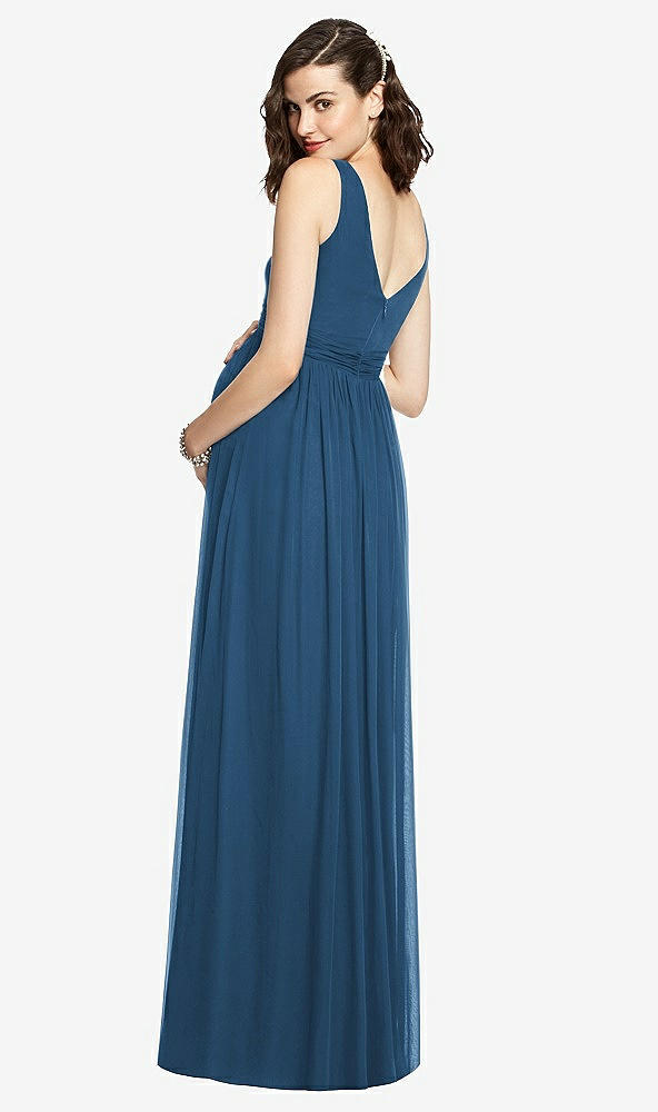 【STYLE: M424】Sleeveless Notch Maternity Dress【COLOR: Dusk Blue】