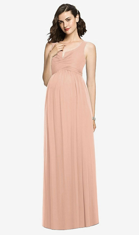 【STYLE: M424】Sleeveless Notch Maternity Dress【COLOR: Pale Peach】