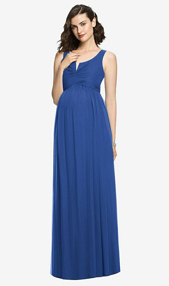 【STYLE: M424】Sleeveless Notch Maternity Dress【COLOR: Classic Blue】
