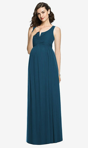 【STYLE: M424】Sleeveless Notch Maternity Dress【COLOR: Atlantic Blue】