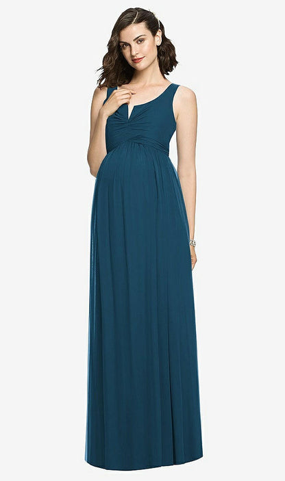 【STYLE: M424】Sleeveless Notch Maternity Dress【COLOR: Atlantic Blue】