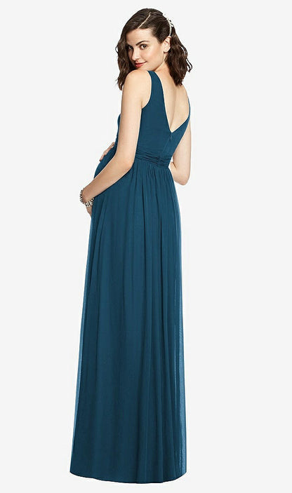 【STYLE: M424】Sleeveless Notch Maternity Dress【COLOR: Atlantic Blue】