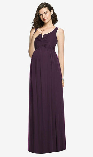 【STYLE: M424】Sleeveless Notch Maternity Dress【COLOR: Aubergine】