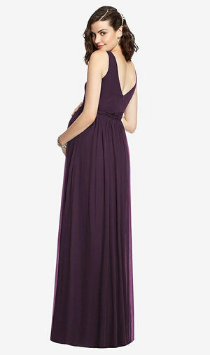 【STYLE: M424】Sleeveless Notch Maternity Dress【COLOR: Aubergine】