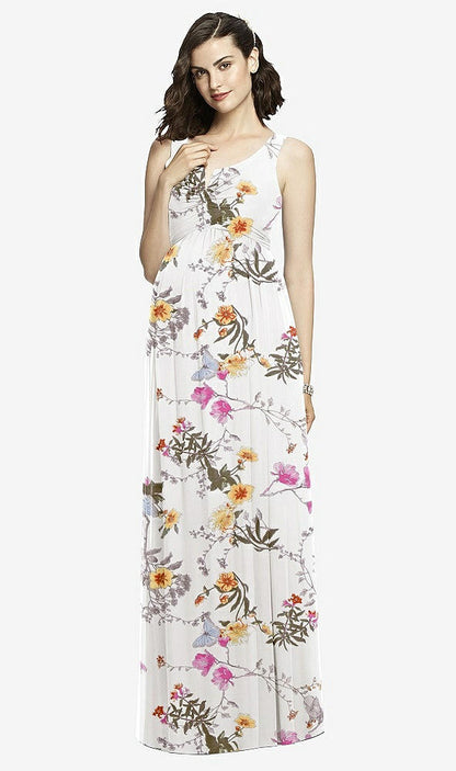 【STYLE: M424】Sleeveless Notch Maternity Dress【COLOR: Butterfly Botanica Ivory】
