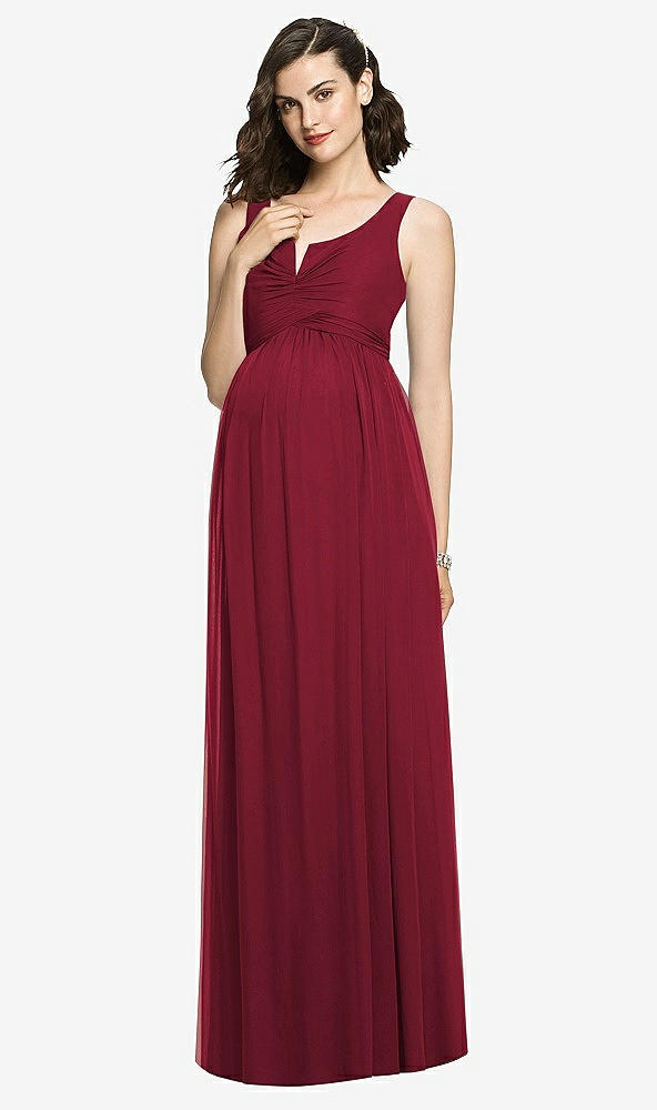 【STYLE: M424】Sleeveless Notch Maternity Dress【COLOR: Burgundy】