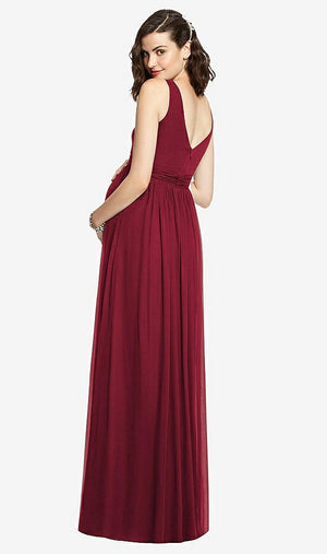 【STYLE: M424】Sleeveless Notch Maternity Dress【COLOR: Burgundy】
