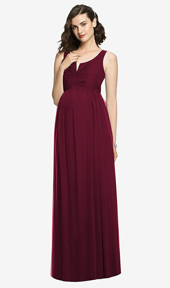 【STYLE: M424】Sleeveless Notch Maternity Dress【COLOR: Cabernet】