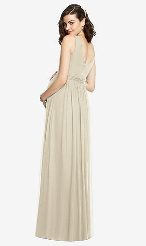 【STYLE: M424】Sleeveless Notch Maternity Dress【COLOR: Champagne】