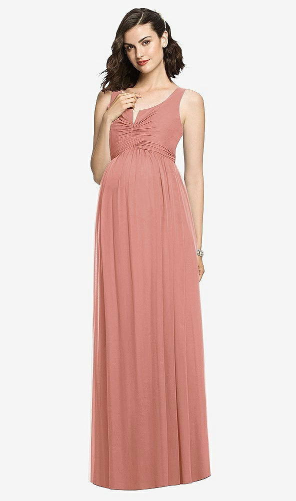 【STYLE: M424】Sleeveless Notch Maternity Dress【COLOR: Desert Rose】