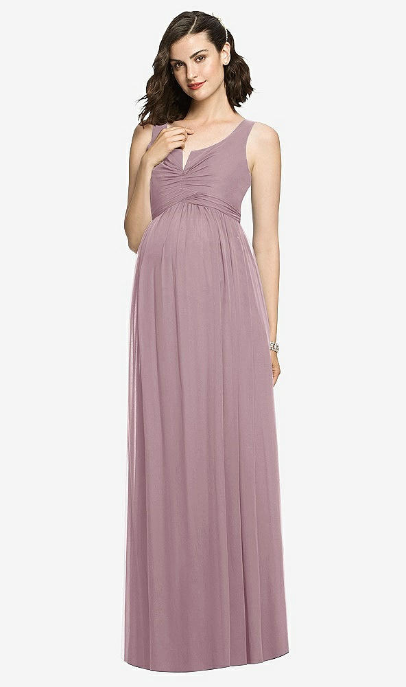 【STYLE: M424】Sleeveless Notch Maternity Dress【COLOR: Dusty Rose】
