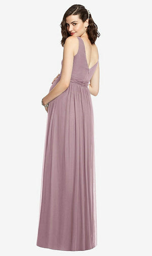【STYLE: M424】Sleeveless Notch Maternity Dress【COLOR: Dusty Rose】