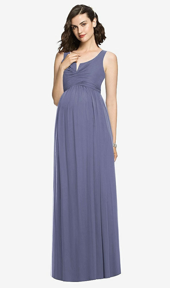 【STYLE: M424】Sleeveless Notch Maternity Dress【COLOR: French Blue】