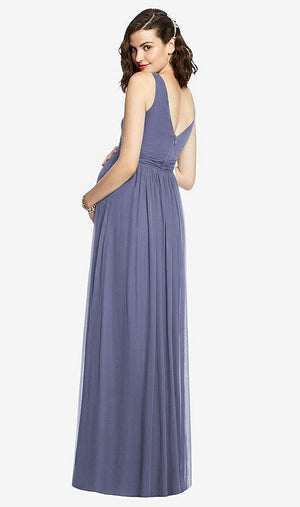【STYLE: M424】Sleeveless Notch Maternity Dress【COLOR: French Blue】