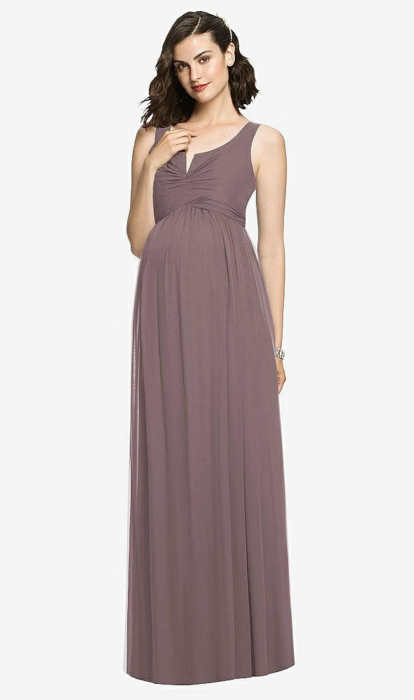 【STYLE: M424】Sleeveless Notch Maternity Dress【COLOR: French Truffle】