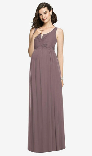 【STYLE: M424】Sleeveless Notch Maternity Dress【COLOR: French Truffle】