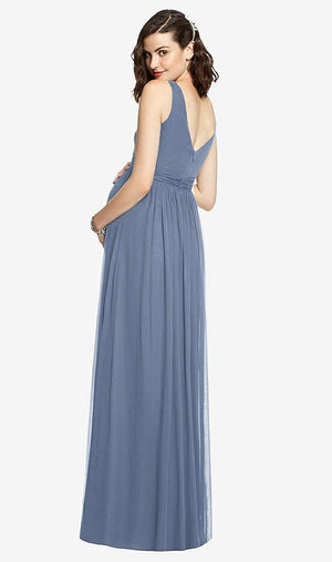 【STYLE: M424】Sleeveless Notch Maternity Dress【COLOR: Larkspur Blue】