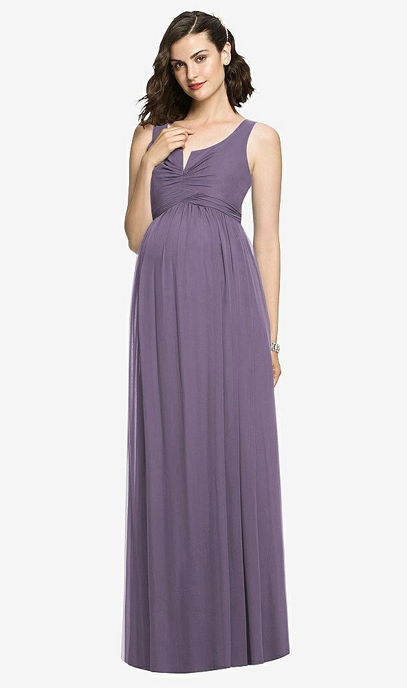 【STYLE: M424】Sleeveless Notch Maternity Dress【COLOR: Lavender】