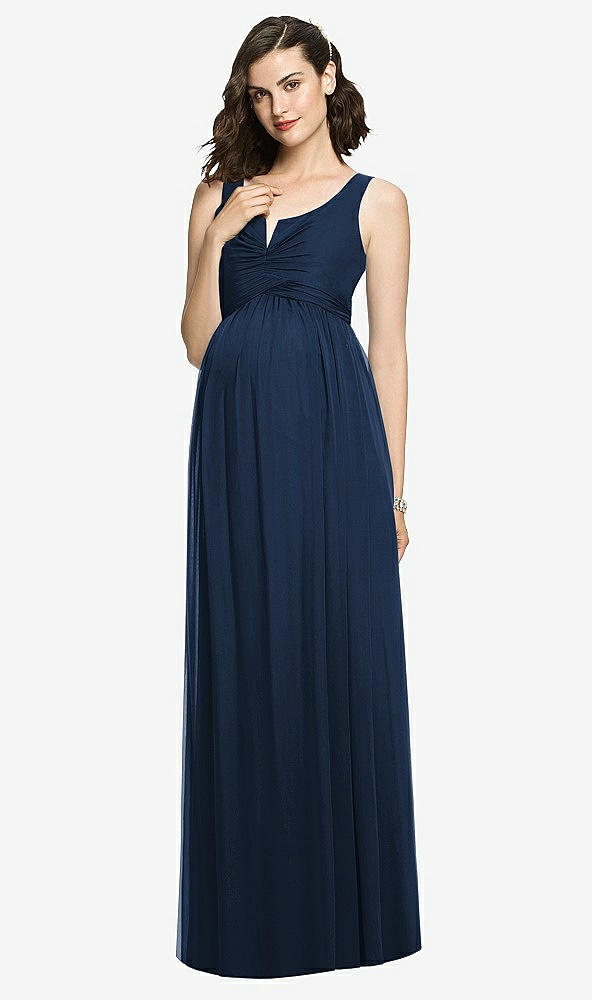 【STYLE: M424】Sleeveless Notch Maternity Dress【COLOR: Midnight Navy】