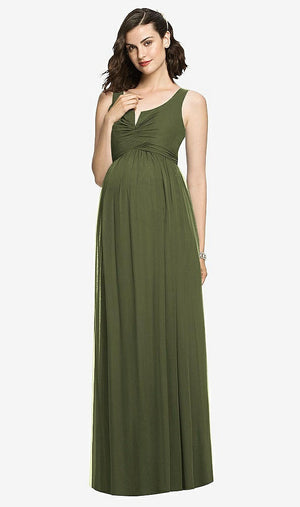 【STYLE: M424】Sleeveless Notch Maternity Dress【COLOR: Olive Green】