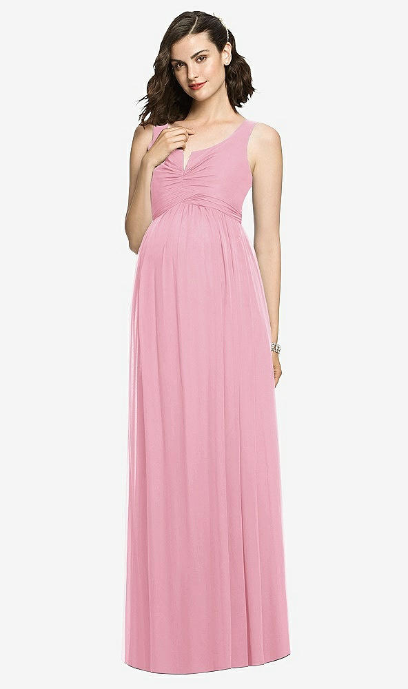 【STYLE: M424】Sleeveless Notch Maternity Dress【COLOR: Peony Pink】