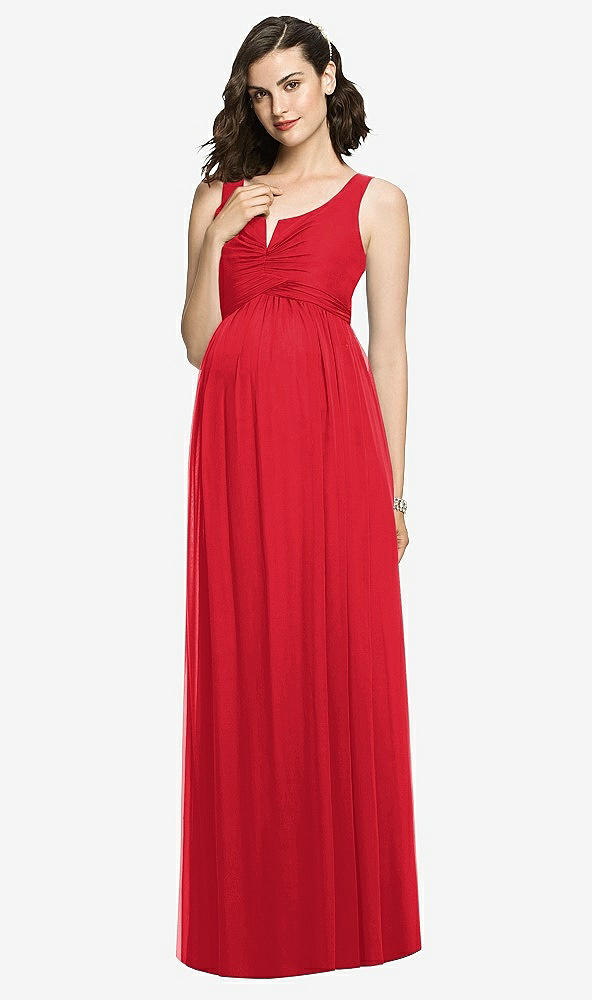 【STYLE: M424】Sleeveless Notch Maternity Dress【COLOR: Parisian Red】