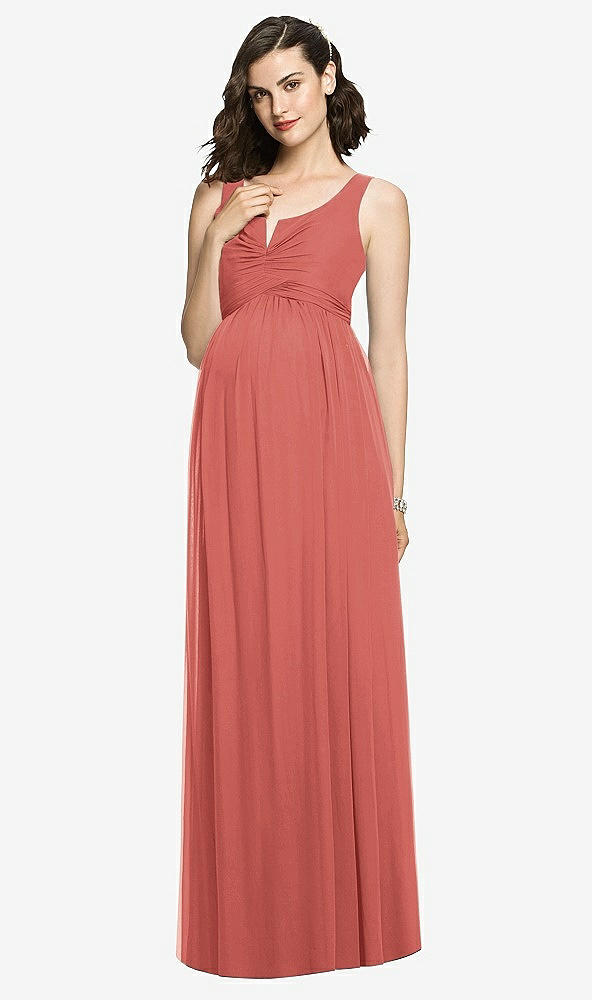 【STYLE: M424】Sleeveless Notch Maternity Dress【COLOR: Coral Pink】