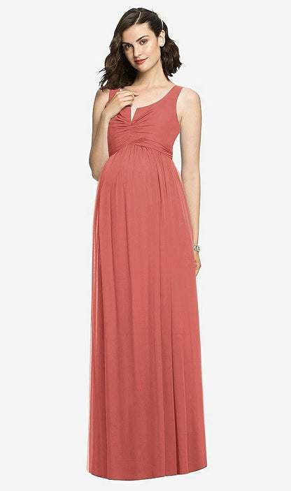 【STYLE: M424】Sleeveless Notch Maternity Dress【COLOR: Coral Pink】