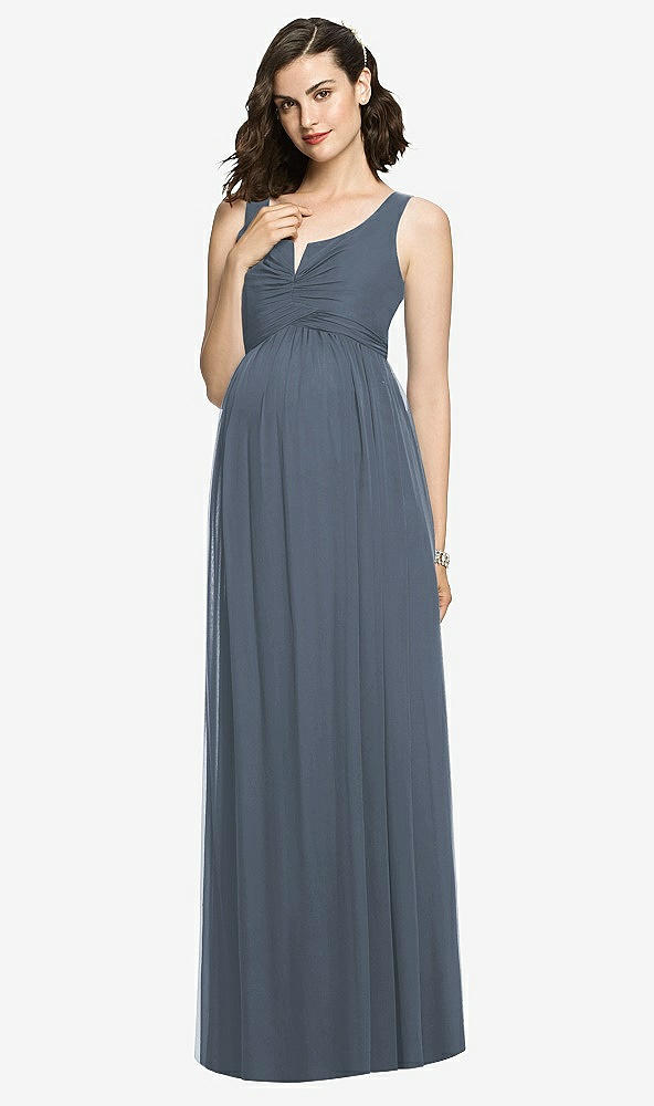 【STYLE: M424】Sleeveless Notch Maternity Dress【COLOR: Silverstone】