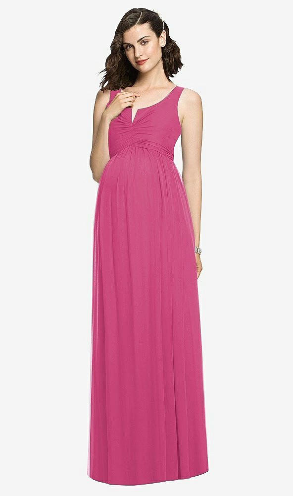 【STYLE: M424】Sleeveless Notch Maternity Dress【COLOR: Tea Rose】