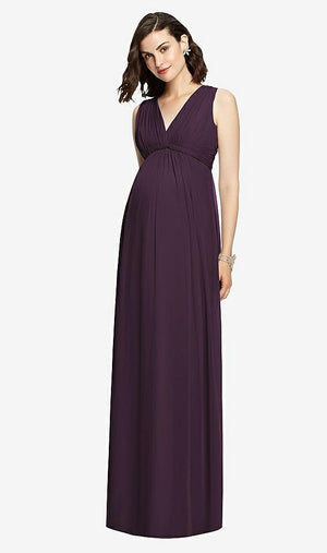 【STYLE: M429】 Sleeveless Shirred Skirt Maternity Dress【COLOR: Aubergine】