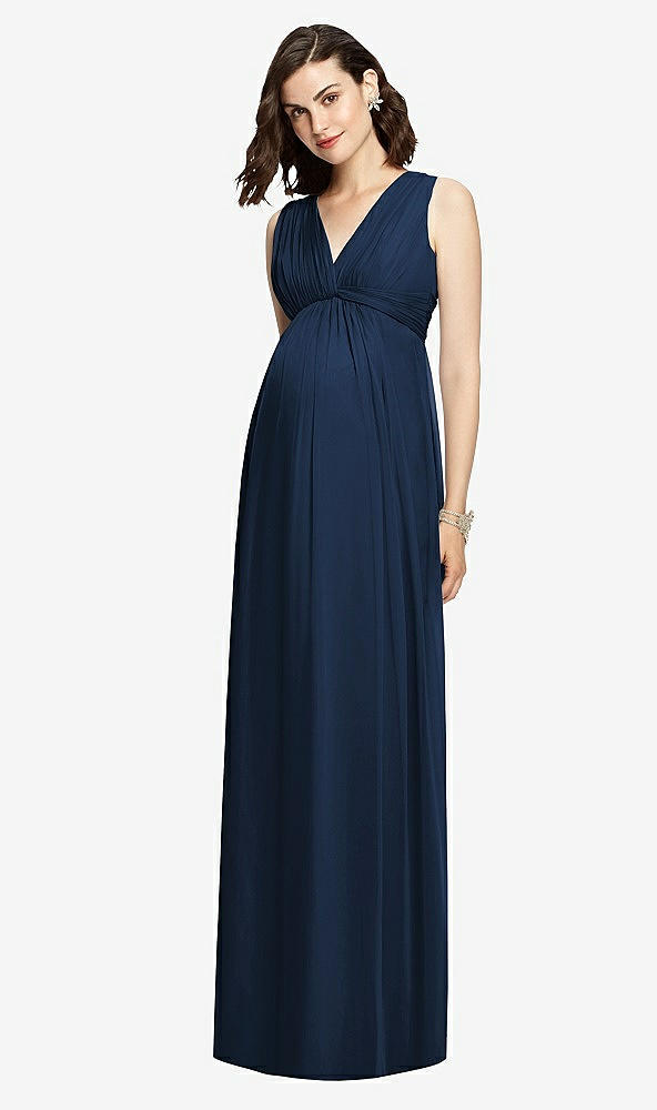 【STYLE: M429】 Sleeveless Shirred Skirt Maternity Dress【COLOR: Midnight Navy】