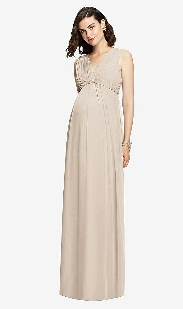 【STYLE: M429】 Sleeveless Shirred Skirt Maternity Dress【COLOR: Nude Gray】