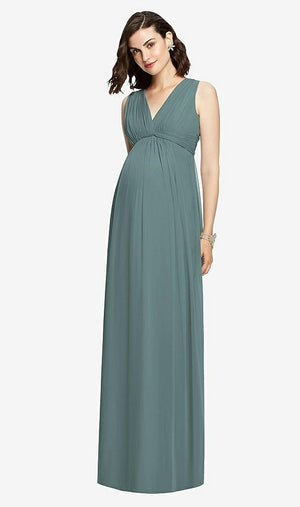 【STYLE: M429】 Sleeveless Shirred Skirt Maternity Dress【COLOR: Smoke Blue】