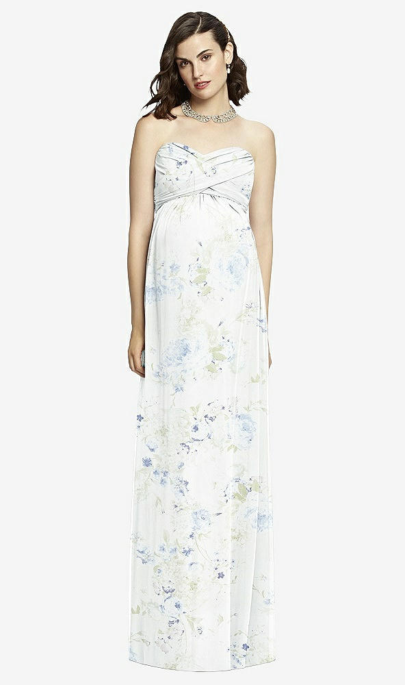 【NEW】【STYLE: M426】ドレープ ボディス ストラップレス マタニティ ドレス【COLOR: Bleu Garden】【SIZE: 00-30W】