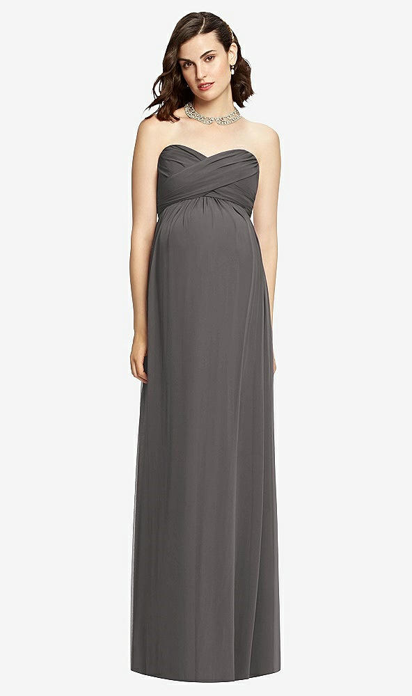 【STYLE: M426】Draped Bodice Strapless Maternity Dress【COLOR: Caviar Gray】