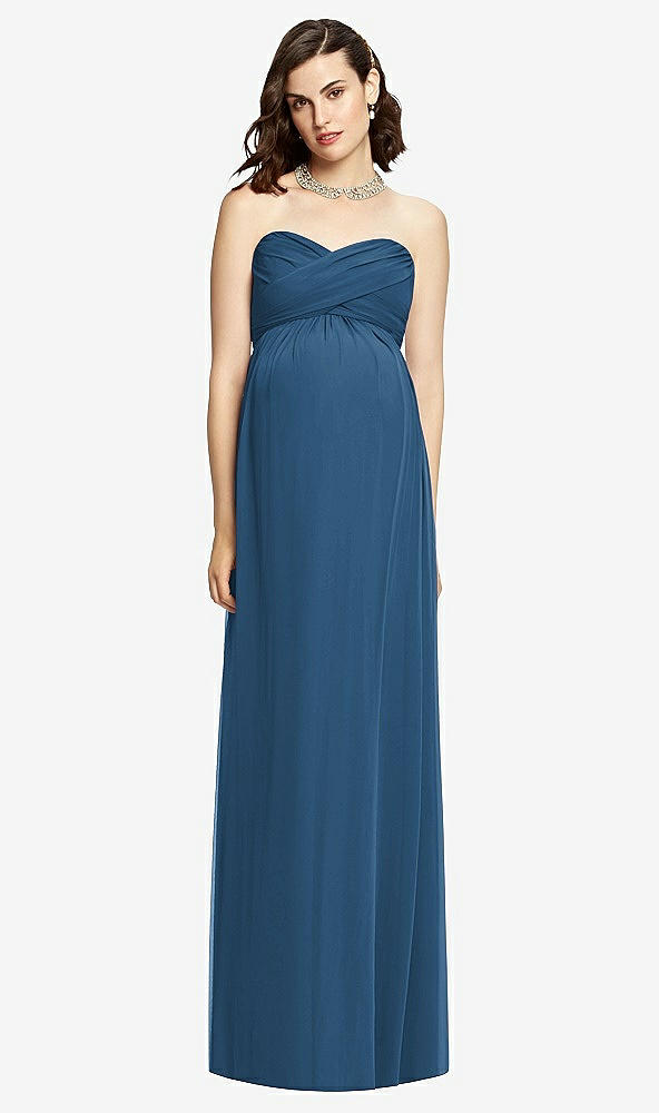 【STYLE: M426】Draped Bodice Strapless Maternity Dress【COLOR: Dusk Blue】
