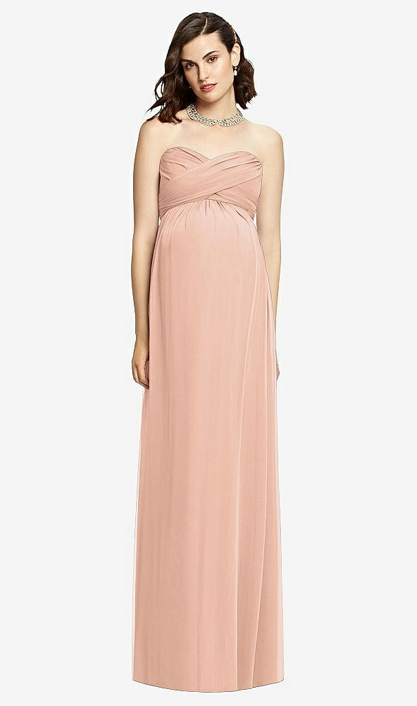 【STYLE: M426】Draped Bodice Strapless Maternity Dress【COLOR: Pale Peach】
