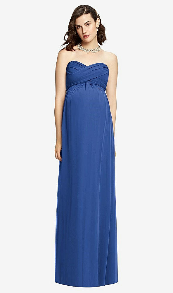 【STYLE: M426】Draped Bodice Strapless Maternity Dress【COLOR: Classic Blue】