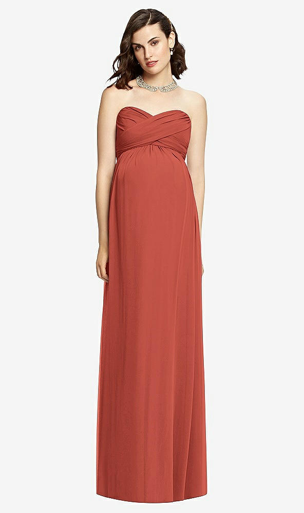 【STYLE: M426】Draped Bodice Strapless Maternity Dress【COLOR: Amber Sunset】