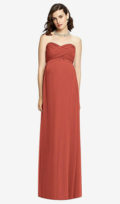 【STYLE: M426】Draped Bodice Strapless Maternity Dress【COLOR: Amber Sunset】