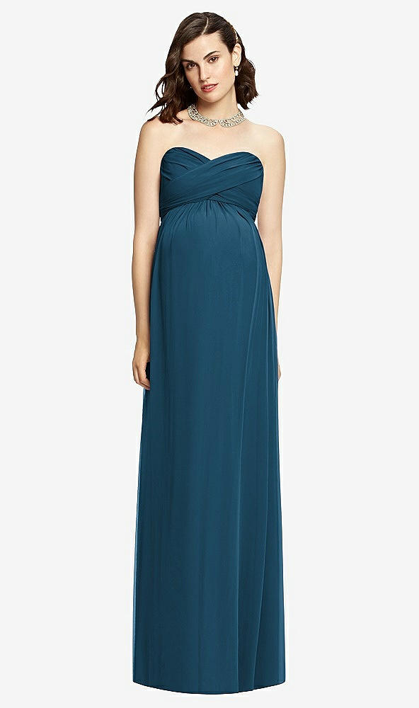 【STYLE: M426】Draped Bodice Strapless Maternity Dress【COLOR: Atlantic Blue】