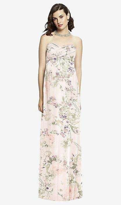 【NEW】【STYLE: M426】ドレープ ボディス ストラップレス マタニティ ドレス【COLOR: Blush Garden】【SIZE: 00-30W】