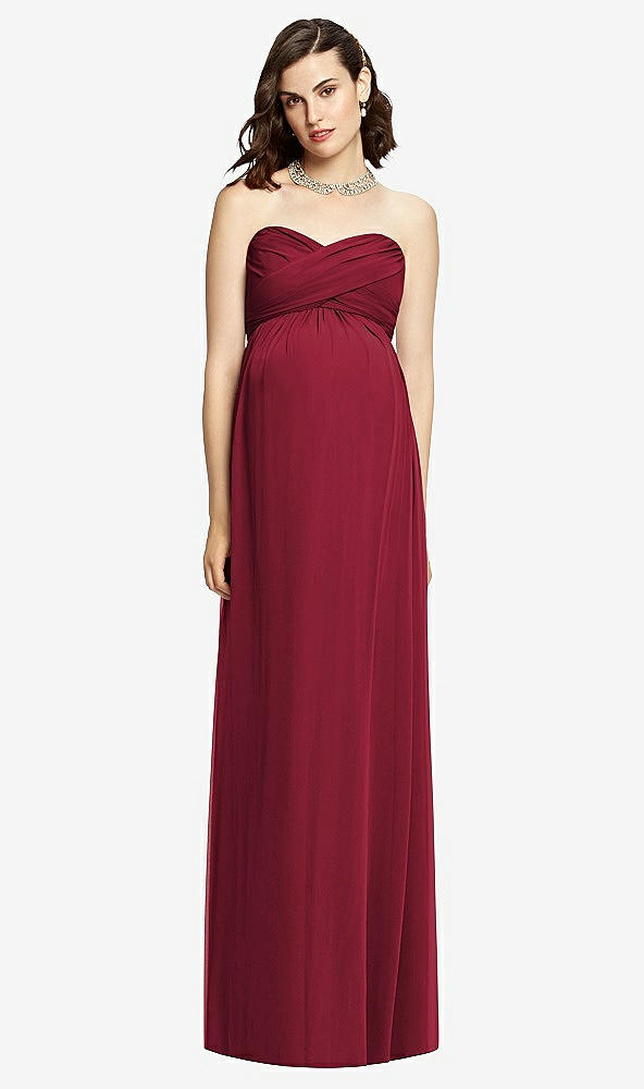 【STYLE: M426】Draped Bodice Strapless Maternity Dress【COLOR: Burgundy】