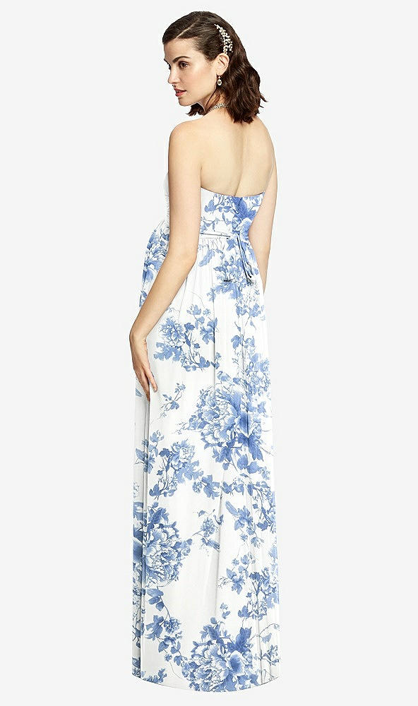 【STYLE: M426】Draped Bodice Strapless Maternity Dress【COLOR: Cottage Rose Dusk Blue】