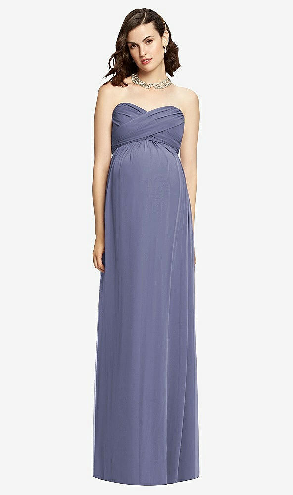 【STYLE: M426】Draped Bodice Strapless Maternity Dress【COLOR: French Blue】