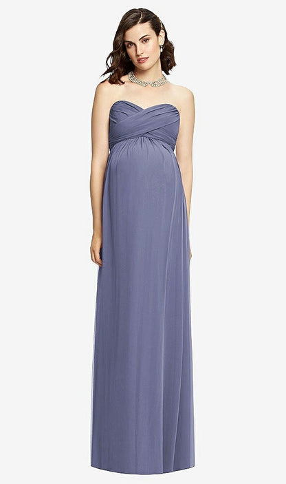 【STYLE: M426】Draped Bodice Strapless Maternity Dress【COLOR: French Blue】